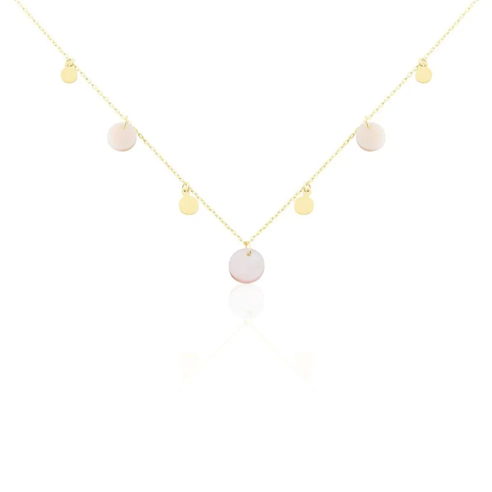 Collier Pampilles Colorées Or Jaune Nacre