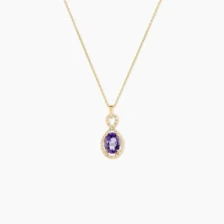 Collier Passion Or Jaune Amethyste Et Oxyde De Zirconium