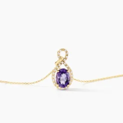 Collier Passion Or Jaune Amethyste Et Oxyde De Zirconium