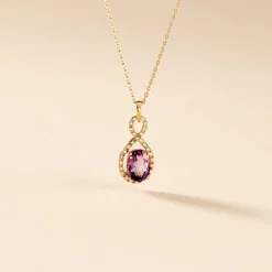 Collier Passion Or Jaune Amethyste Et Oxyde De Zirconium