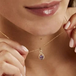 Collier Passion Or Jaune Amethyste Et Oxyde De Zirconium