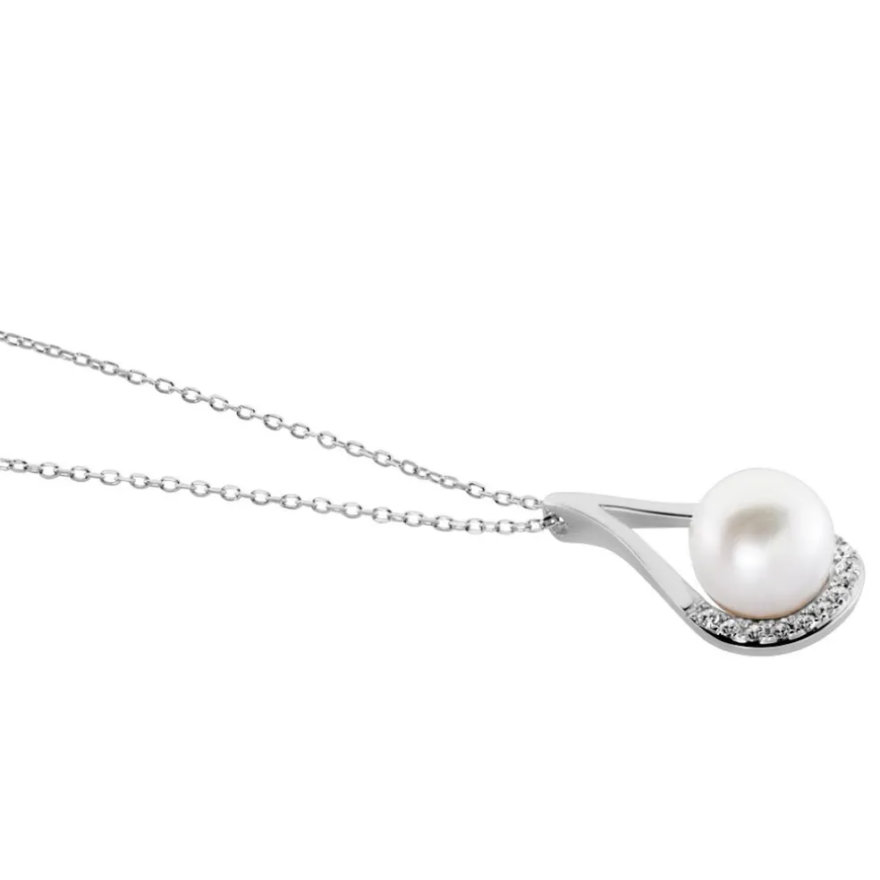 Collier Patricia Or Blanc Perle De Culture Oxyde