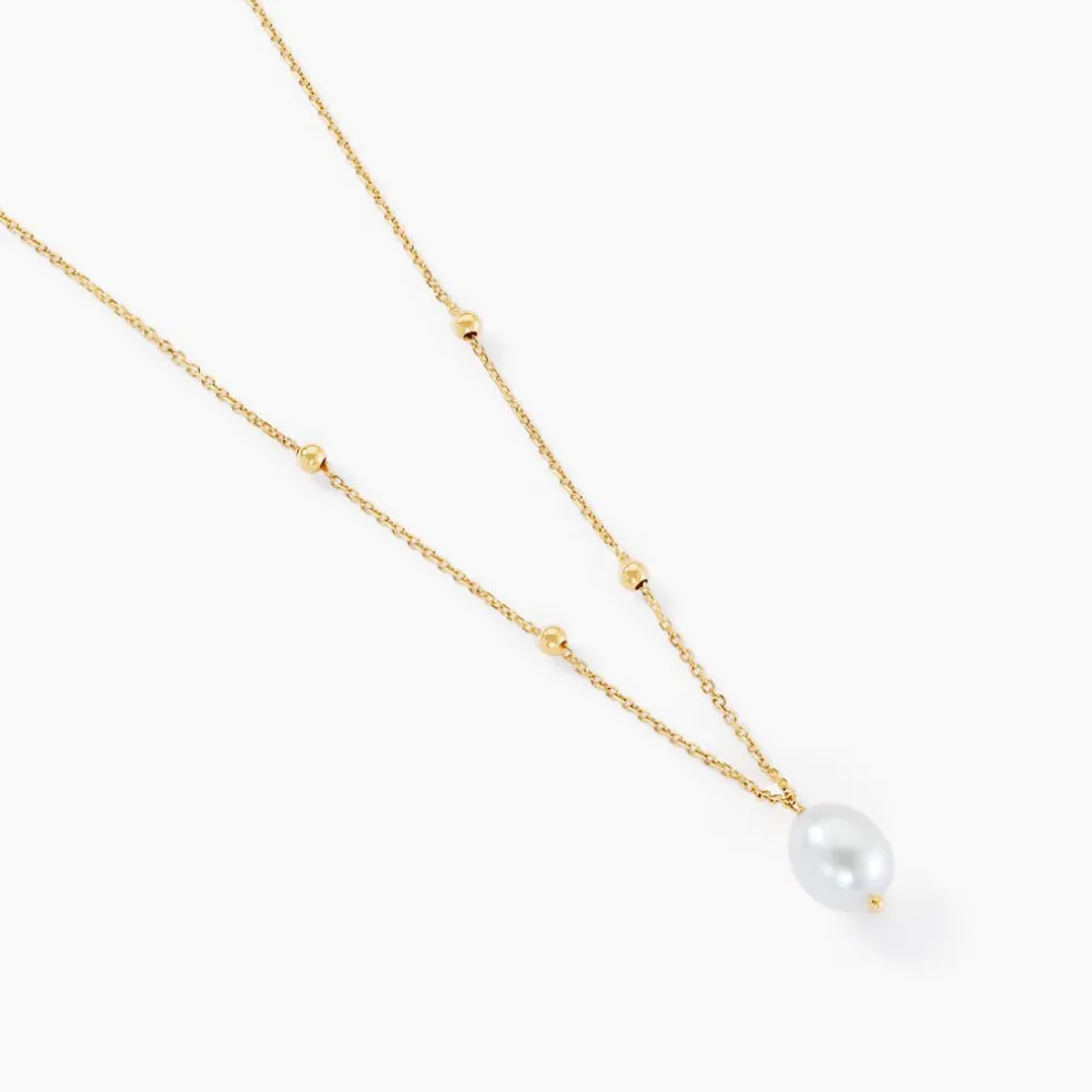 Collier Pearly Or Jaune Perle De Culture