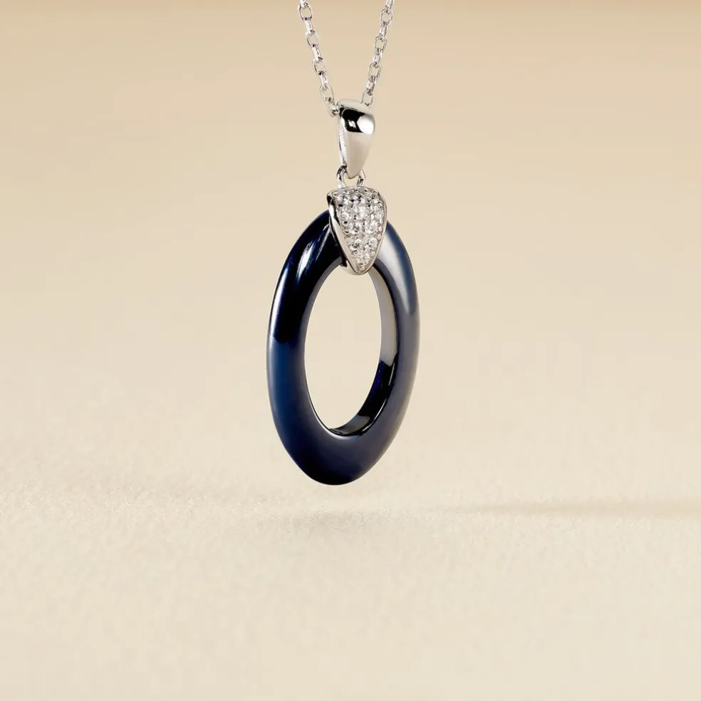 Collier Peer Argent Blanc Oxyde De Zirconium
