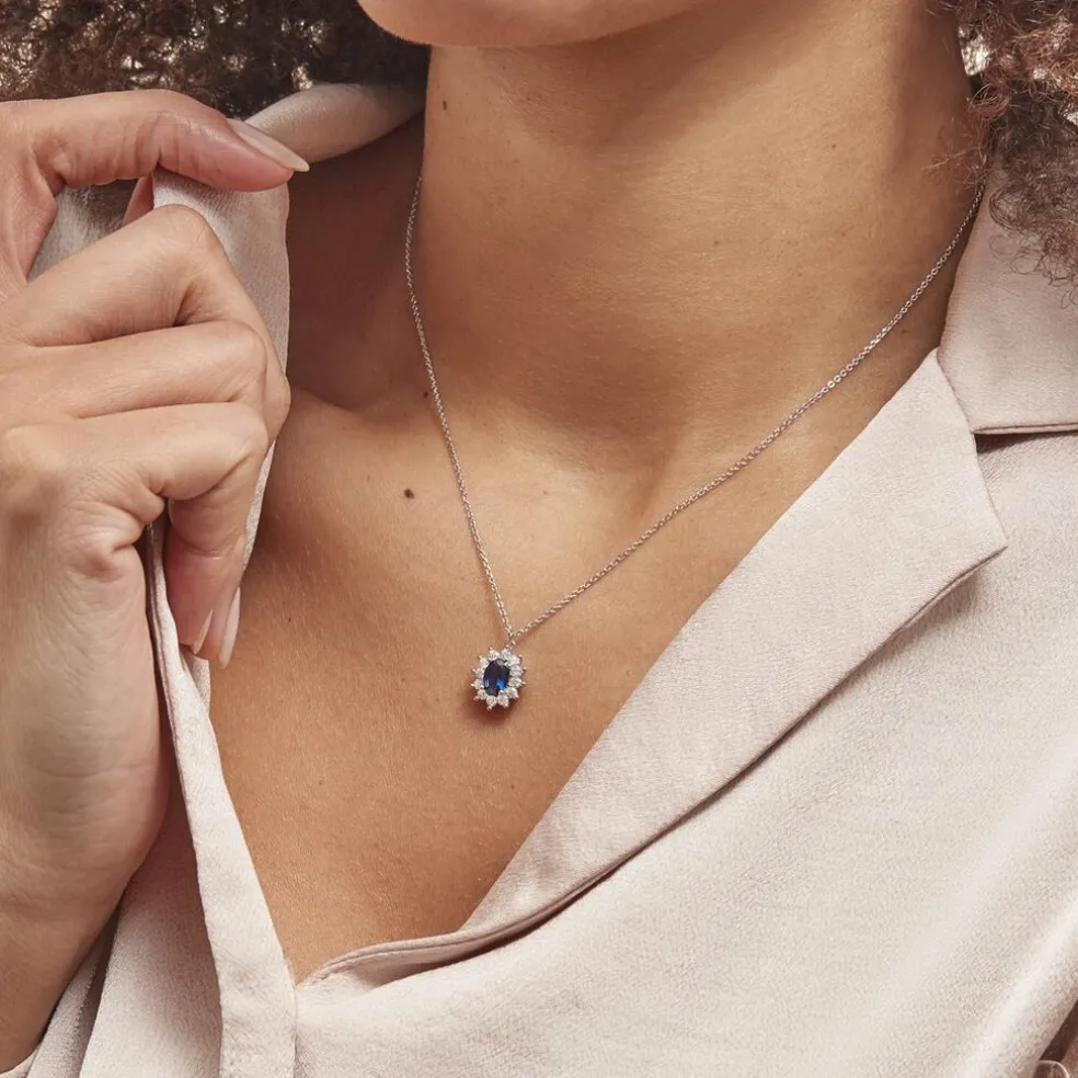 Collier Perez Argent Blanc Oxyde De Zirconium