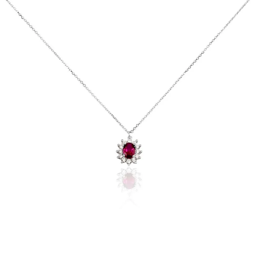 Collier Perez Argent Blanc Oxyde De Zirconium