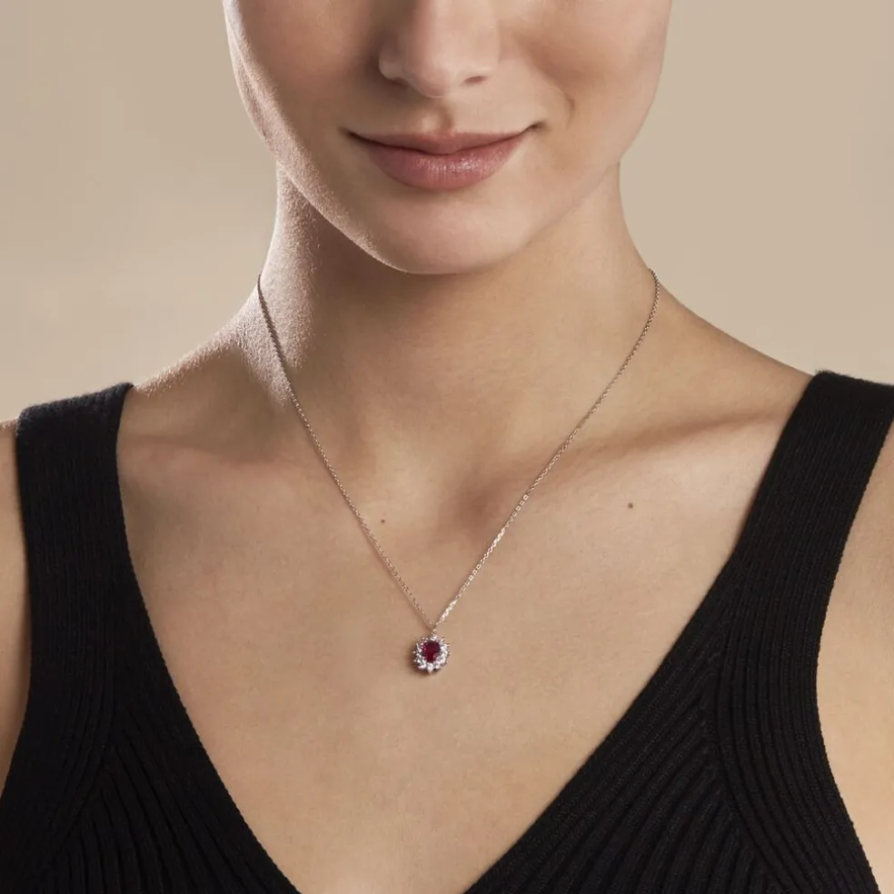 Collier Perez Argent Blanc Oxyde De Zirconium