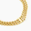 Collier Perles Solaires Acier Jaune