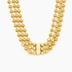 Collier Perles Solaires Acier Jaune