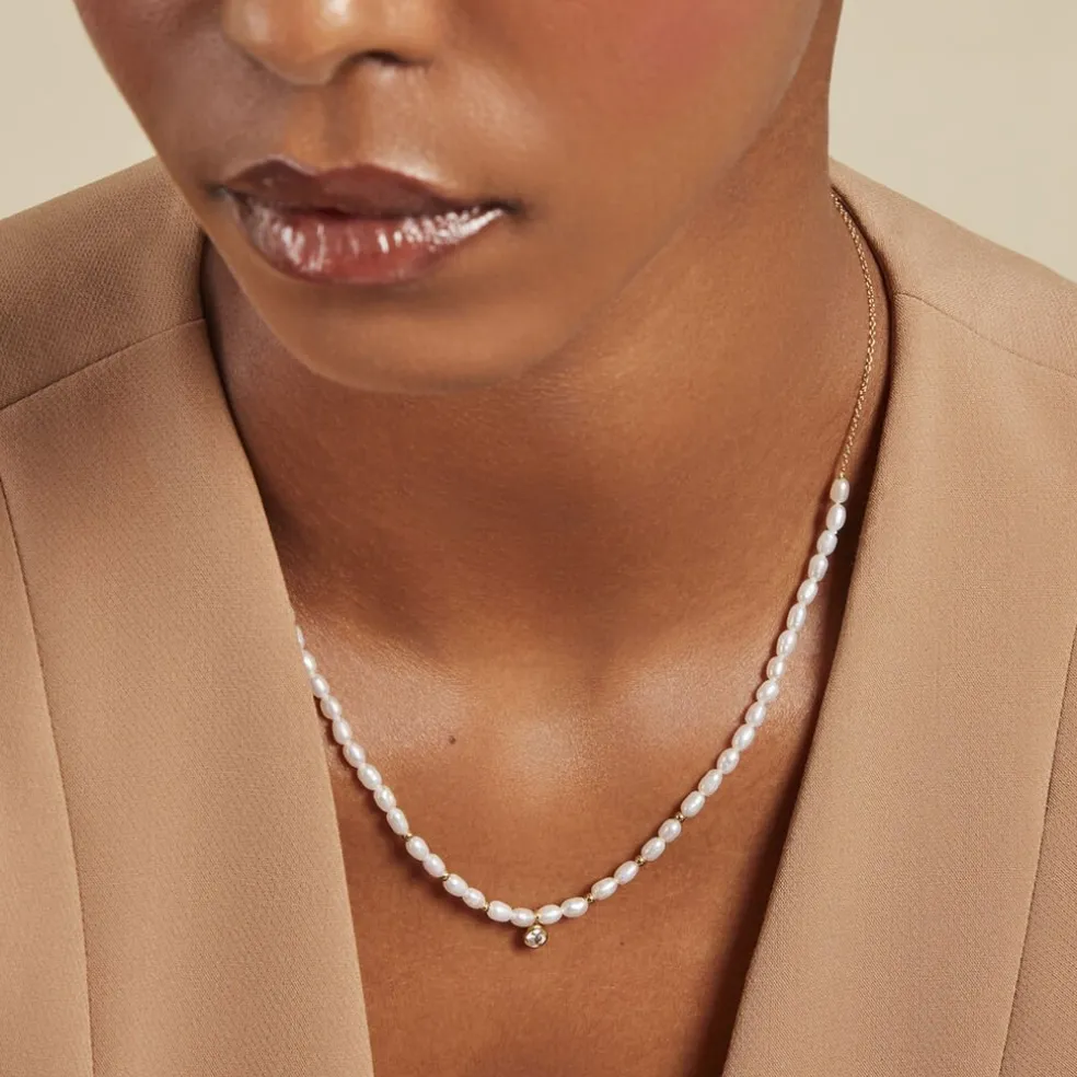 Collier Perlissima Argent Blanc Oxyde Et Perle De Culture