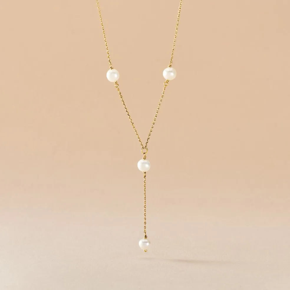 Collier Persis Or Jaune Perle De Culture