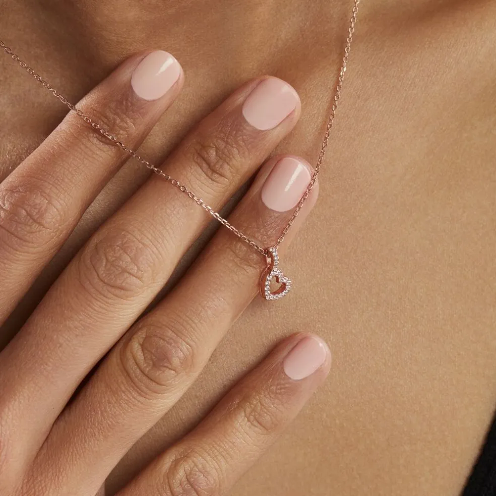 Collier Phanie Argent Rose Oxyde De Zirconium