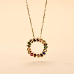 Collier Plaqué Or Jaune Ethem Pierres Multicolores