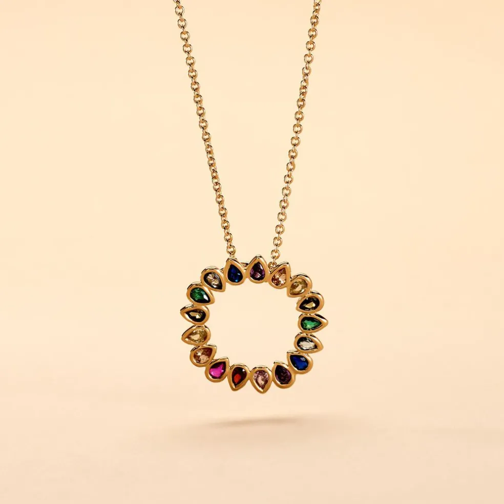 Collier Plaqué Or Jaune Ethem Pierres Multicolores