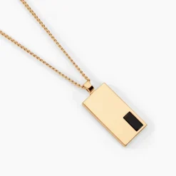 Collier Plaqué Or Jaune Francesco Onyx Noir