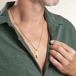 Collier Plaqué Or Jaune Francesco Onyx Noir