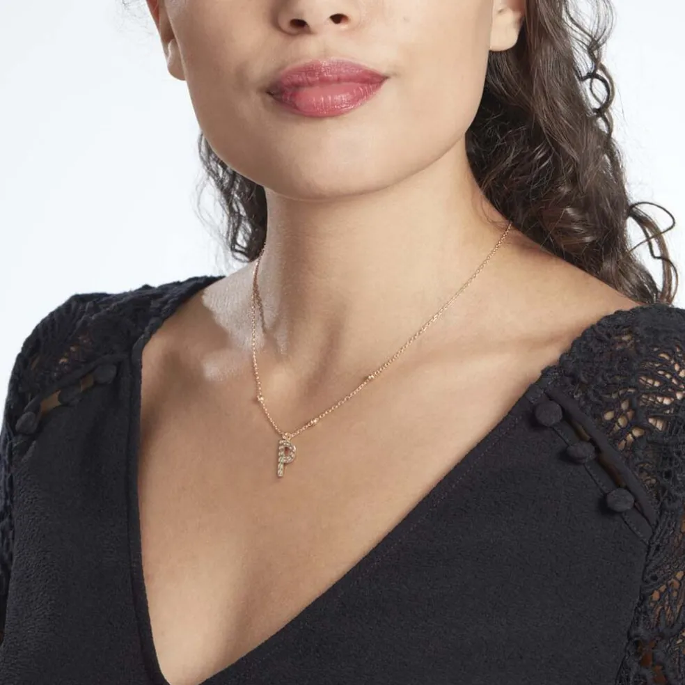 Collier Plaqué Or Jaune Lettra