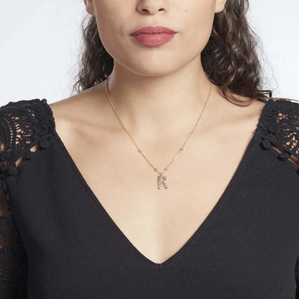 Collier Plaqué Or Jaune Lettra