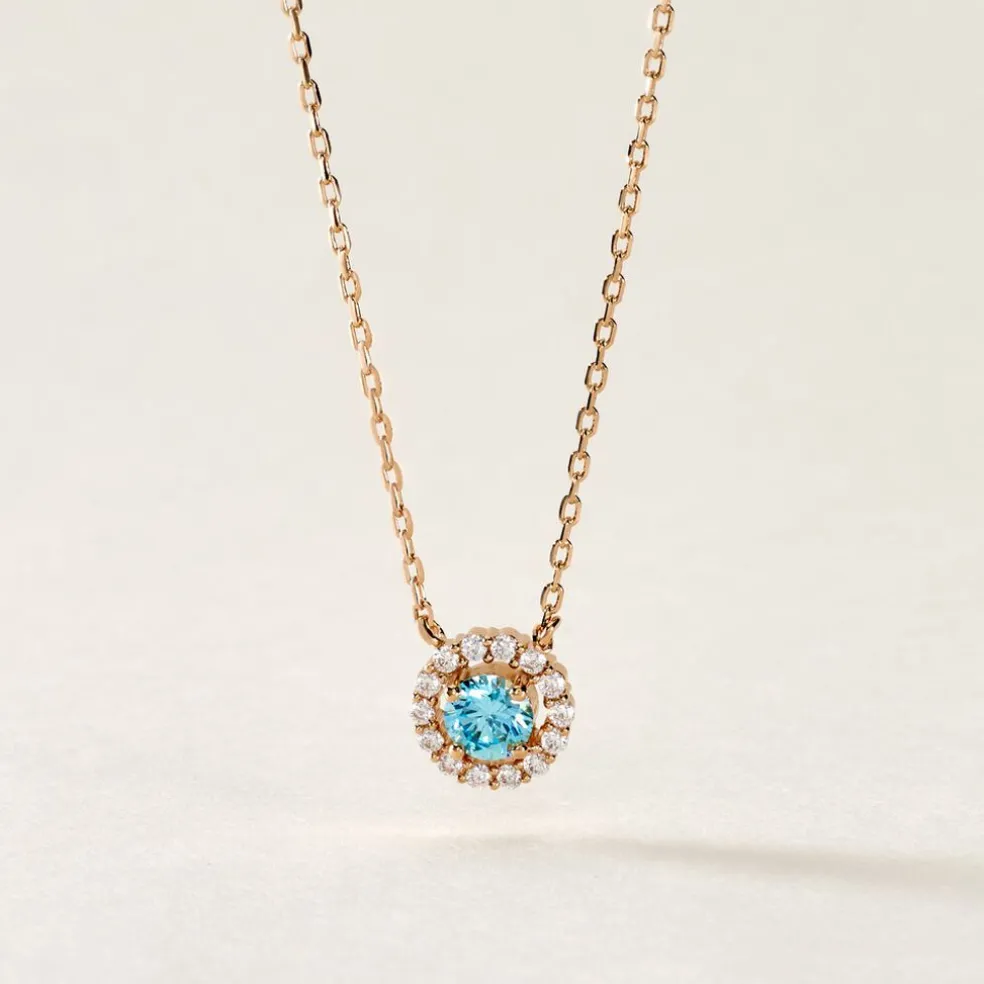 Collier Plaqué Or Radbod Pierre Artificielle Oxydes De Zirconium