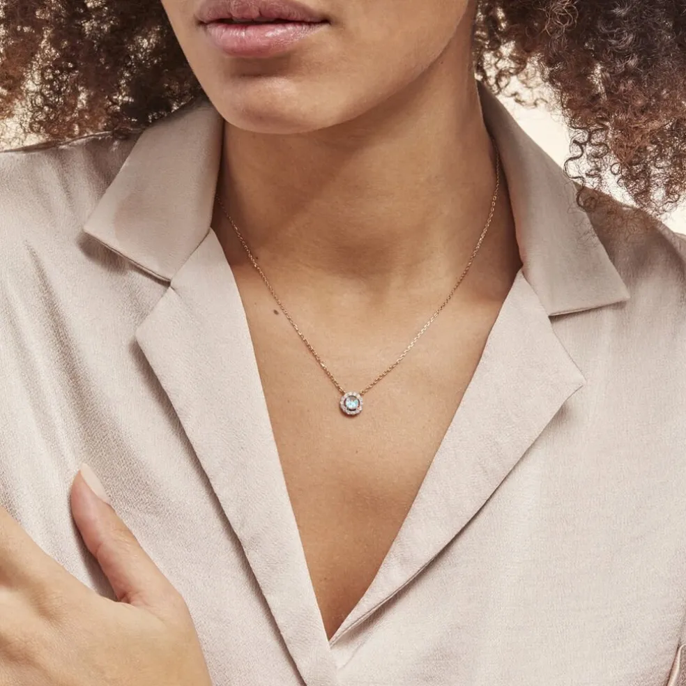 Collier Plaqué Or Radbod Pierre Artificielle Oxydes De Zirconium