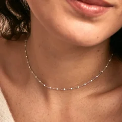 Collier Polka Argent Blanc