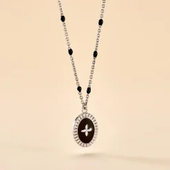 Collier Polka Argent Blanc