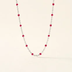 Collier Polka Argent Blanc