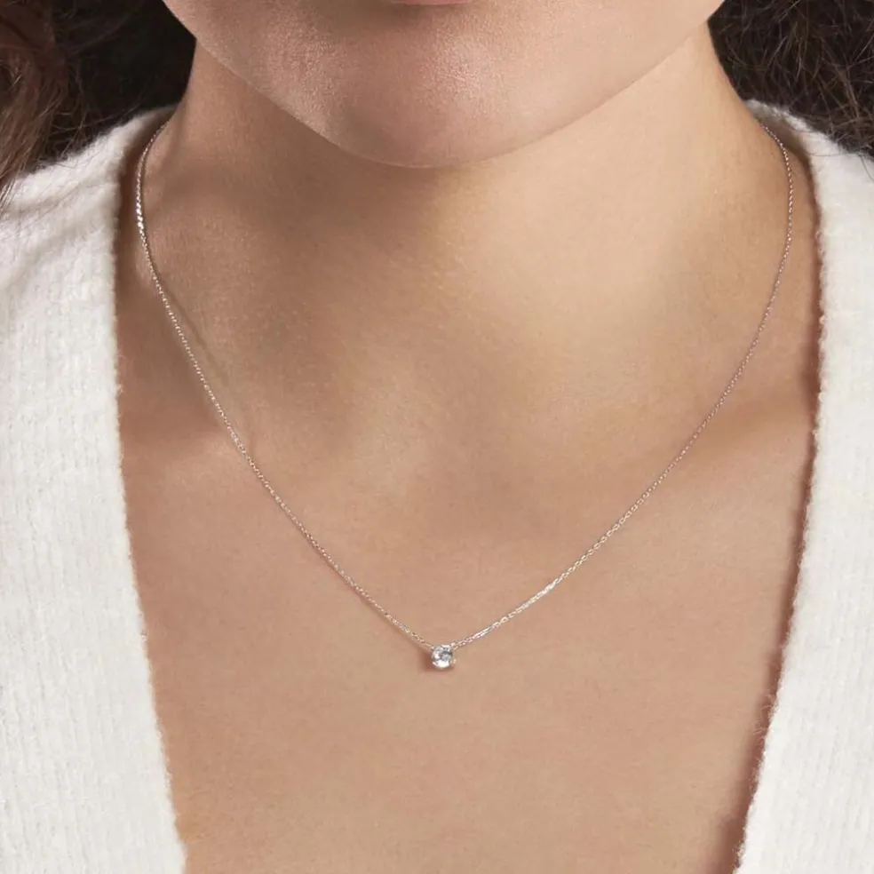 Collier Ponama Or Blanc Oxyde De Zirconium