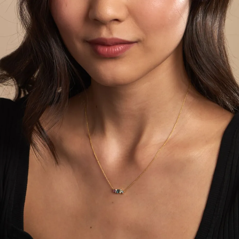 Collier Printemps Précieux Or Jaune Topaze Améthyste