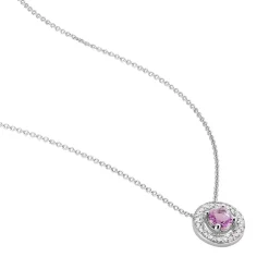 Collier Priscillya Or Blanc Amethyste Et Oxyde De Zirconium