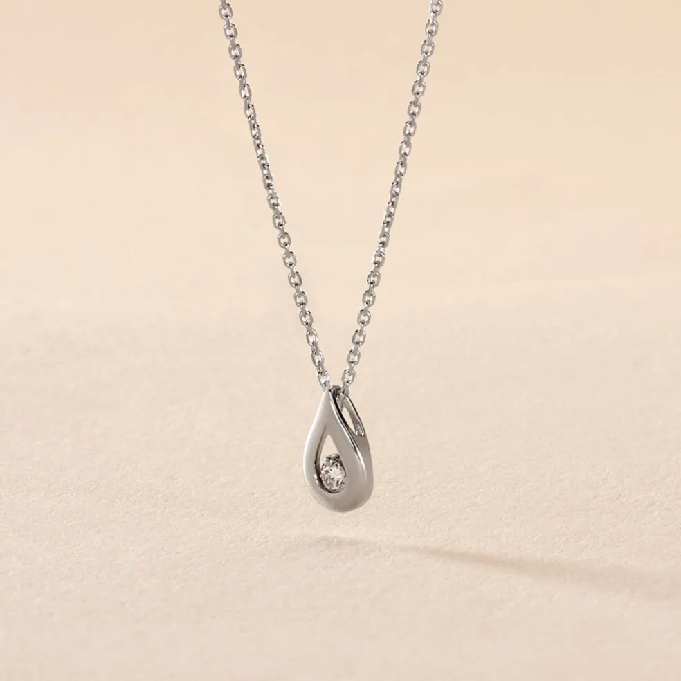 Collier Purete Or Blanc Diamant