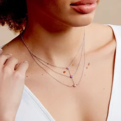 Collier Purple Bloom Argent Blanc Oxyde De Zirconium