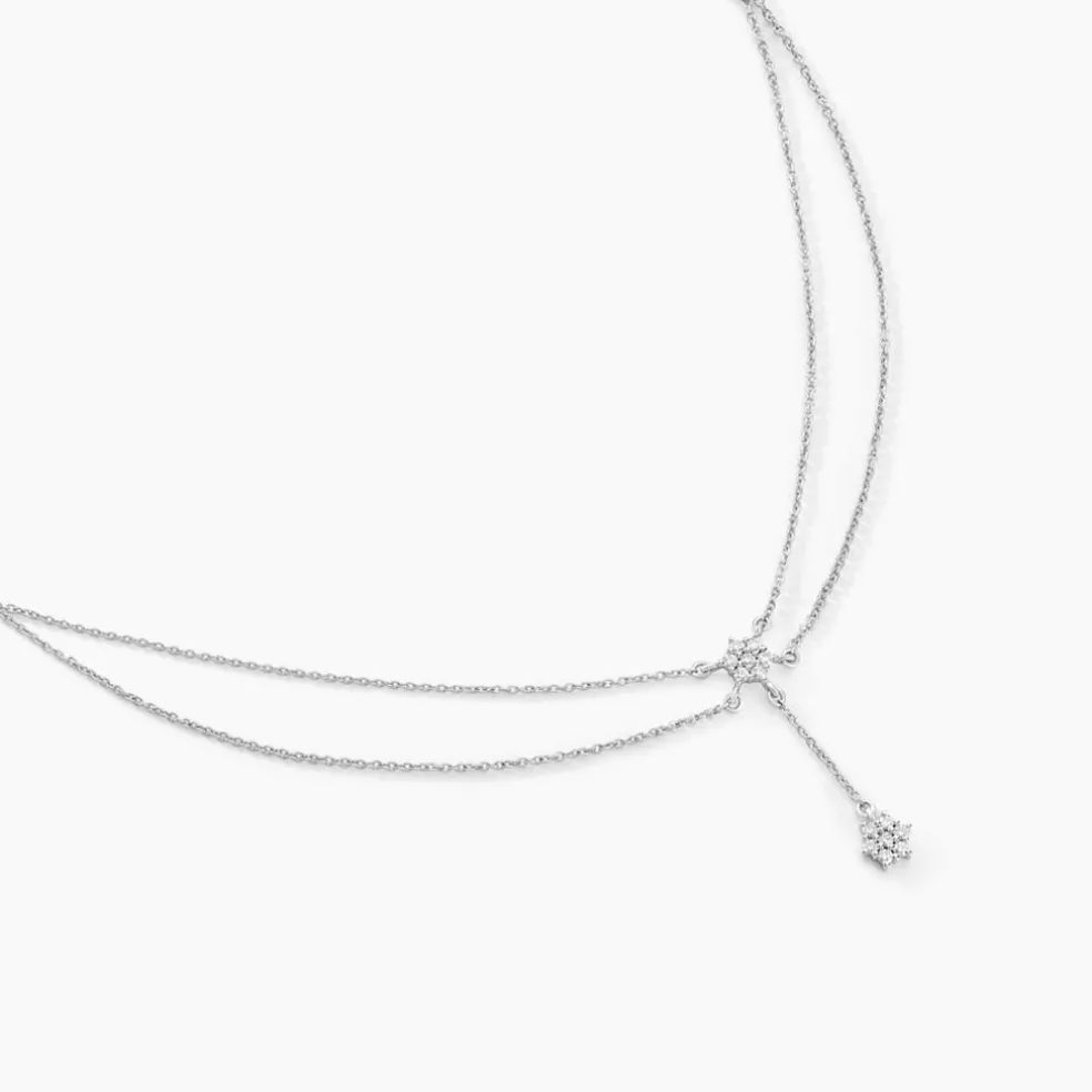 Collier Purple Bloom Argent Blanc Oxyde De Zirconium