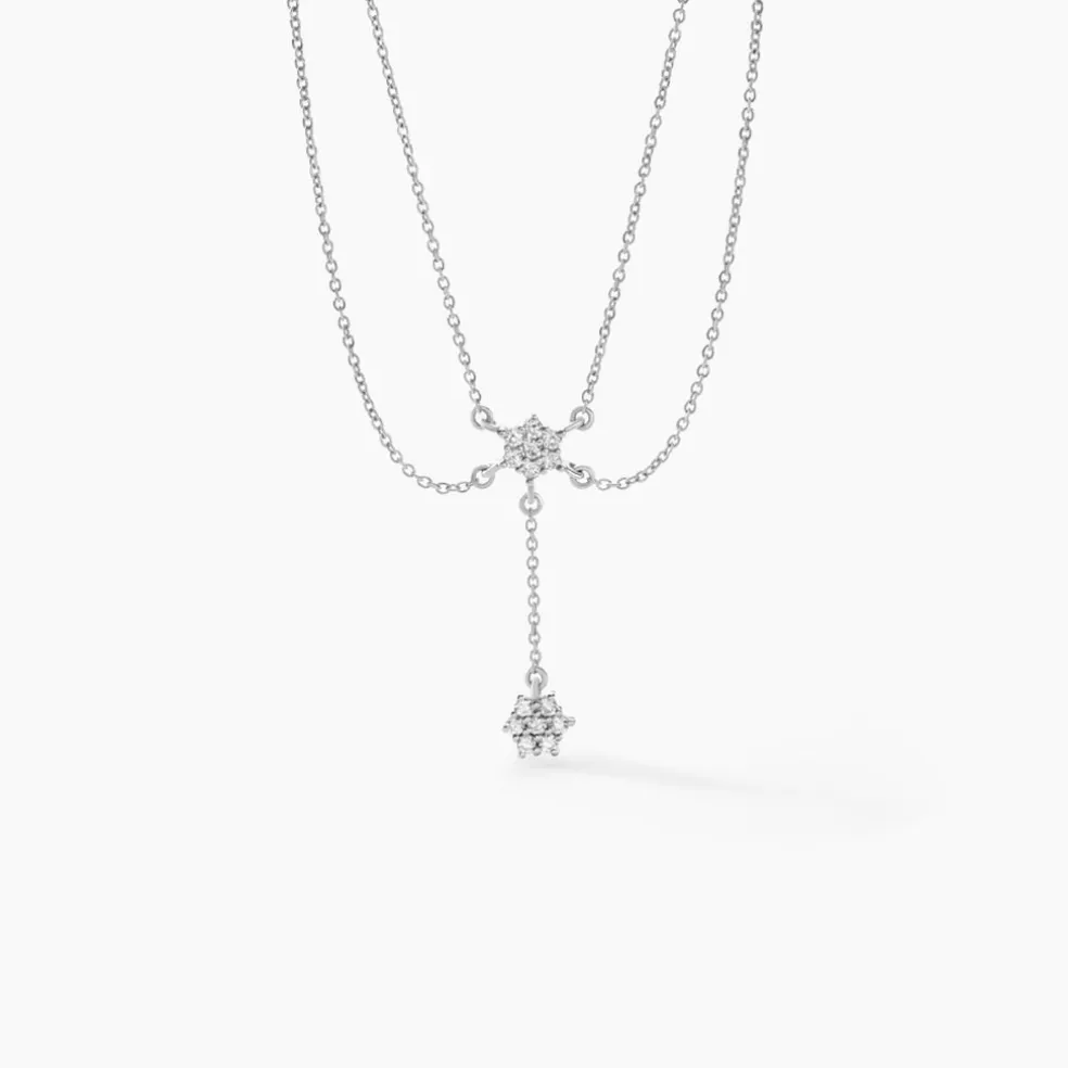 Collier Purple Bloom Argent Blanc Oxyde De Zirconium