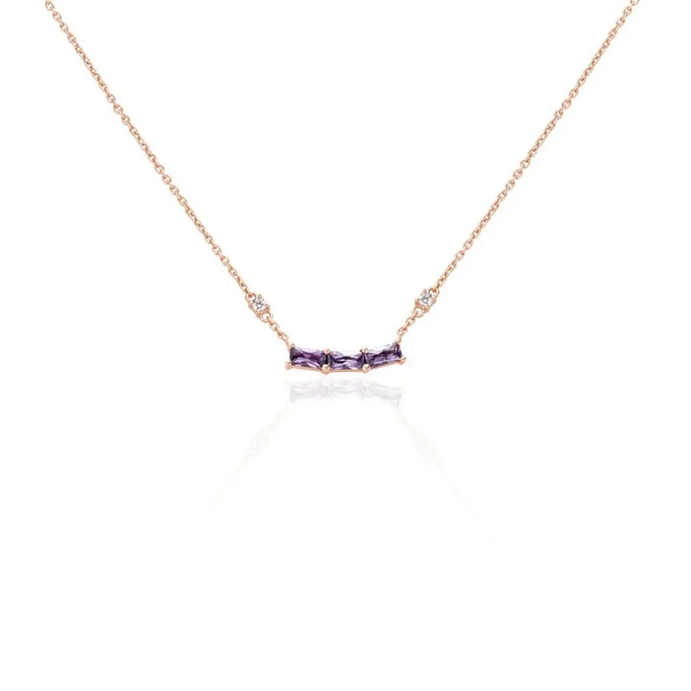 Collier Purple Mood Argent Rose Oxyde De Zirconium