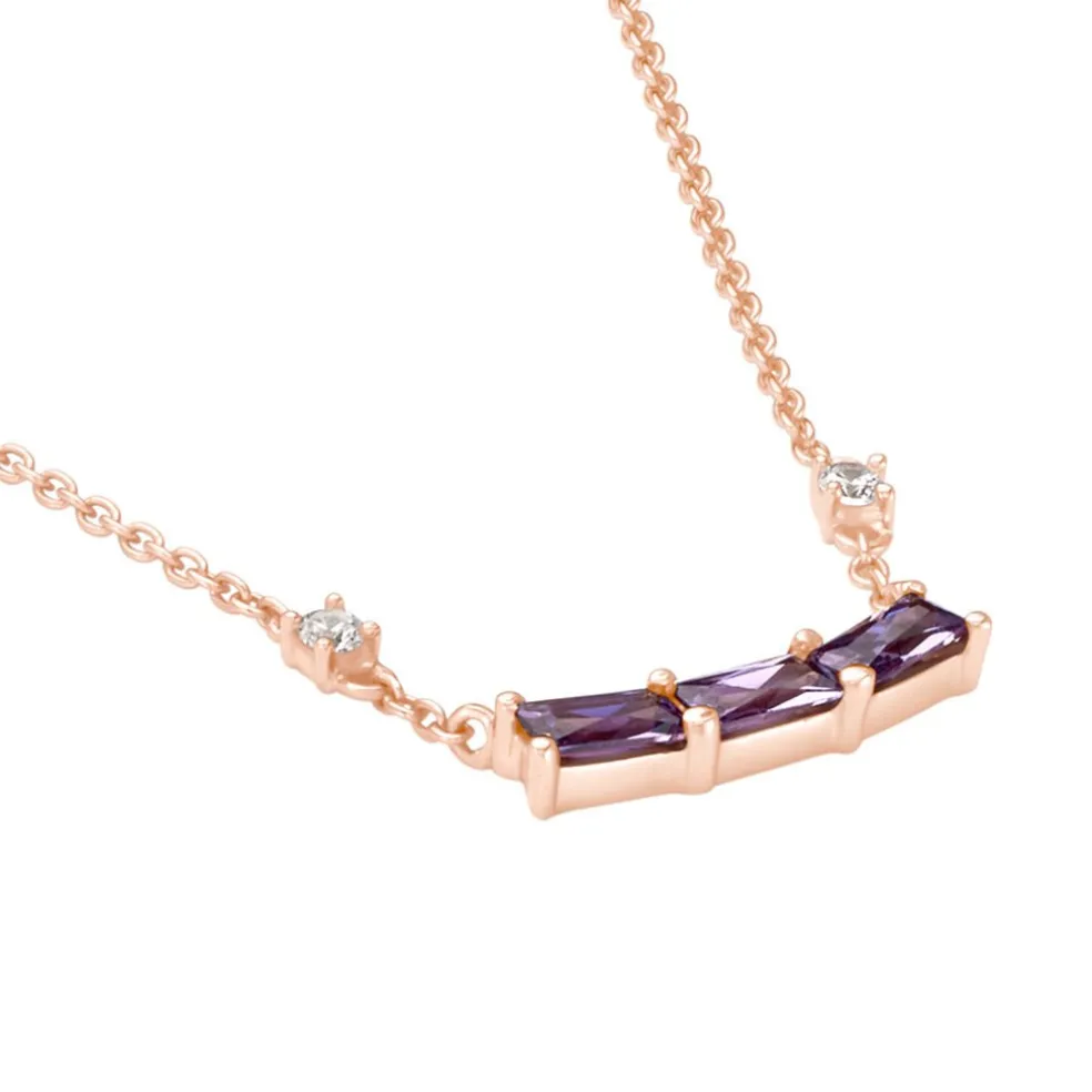 Collier Purple Mood Argent Rose Oxyde De Zirconium