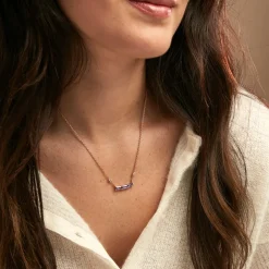 Collier Purple Mood Argent Rose Oxyde De Zirconium