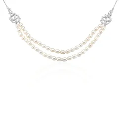 Collier Pygmalion Argent Blanc Oxyde De Zirconium Perle De Culture