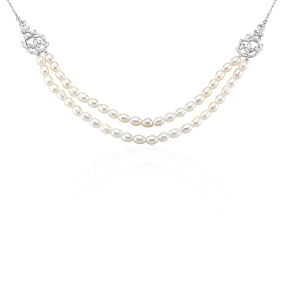 Collier Pygmalion Argent Blanc Oxyde De Zirconium Perle De Culture