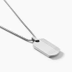 Collier Quadrillage Acier Blanc