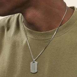 Collier Quadrillage Acier Blanc