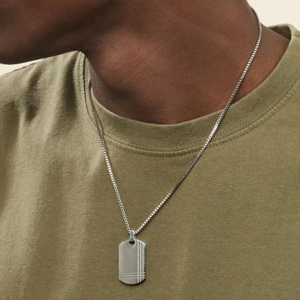 Collier Quadrillage Acier Blanc