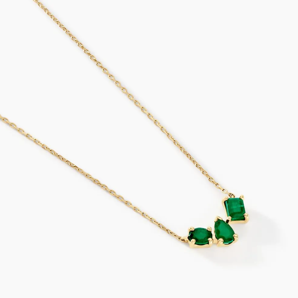 Collier Quincey Or Jaune Emeraude