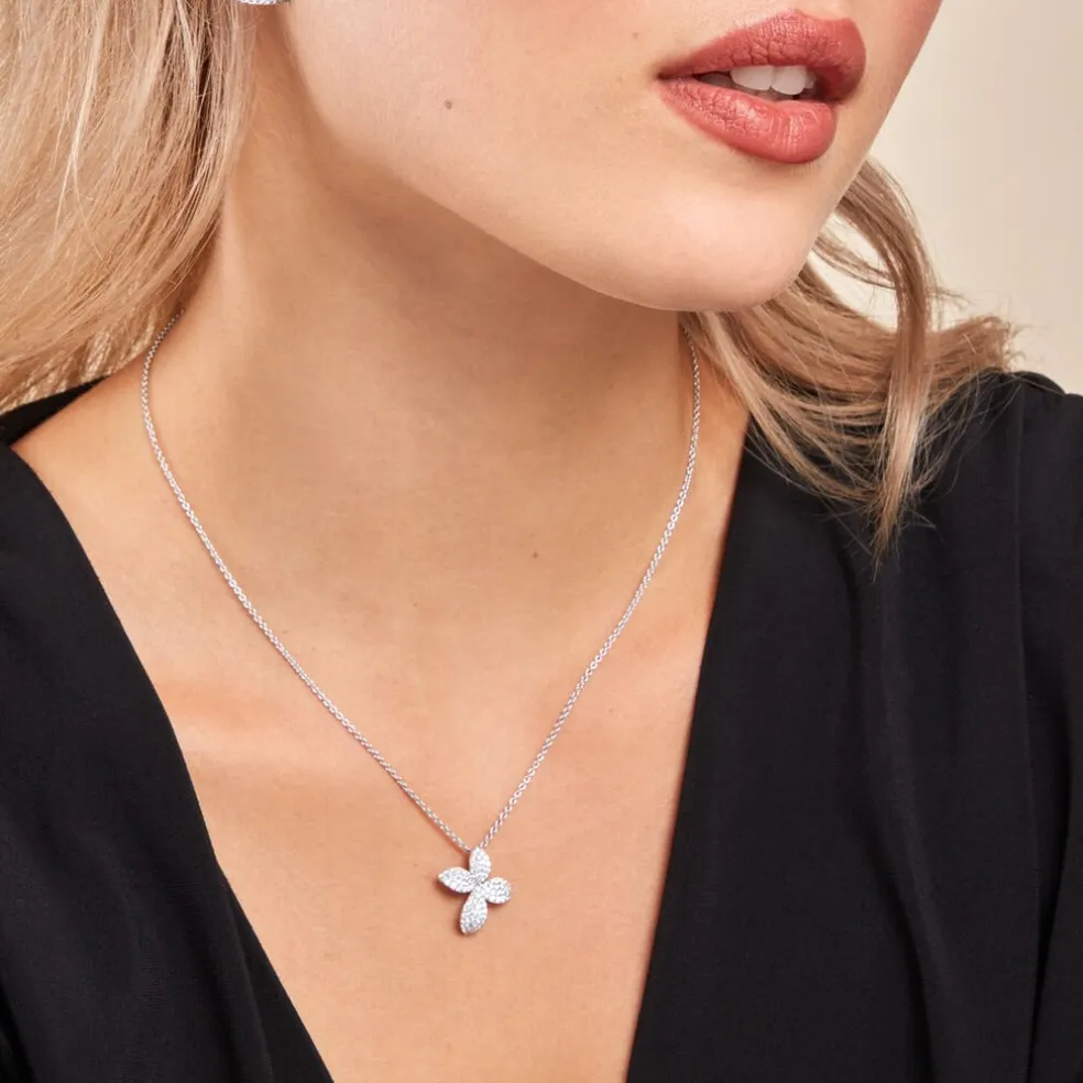 Collier Radiant Bloom Argent Blanc Oxyde