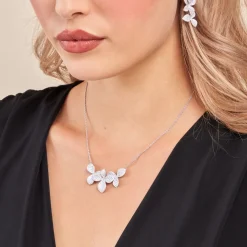 Collier Radiant Bloom Argent Blanc Oxyde