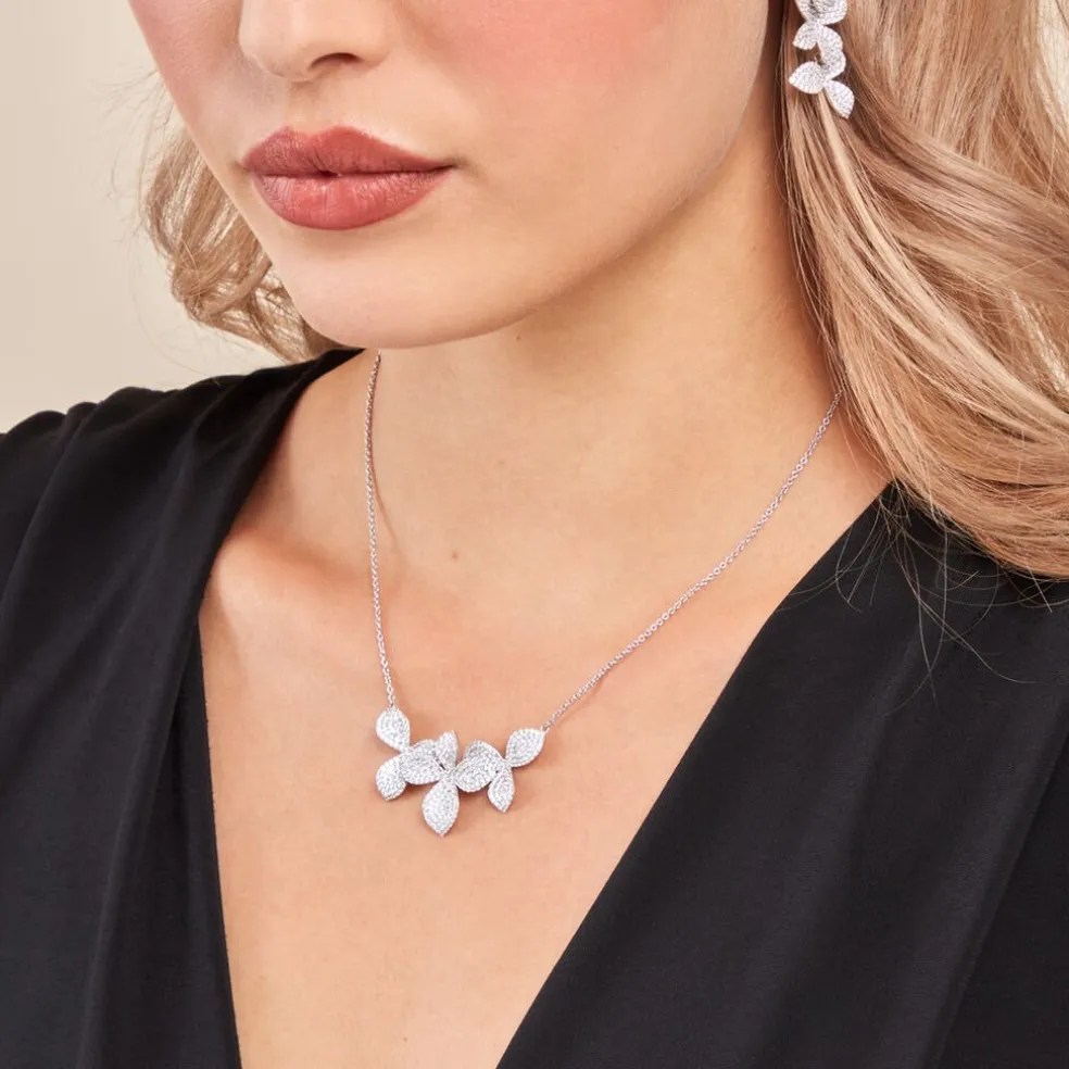Collier Radiant Bloom Argent Blanc Oxyde