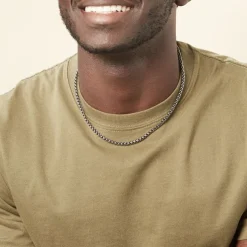 Collier Raph Maille Palmier Acier Gris