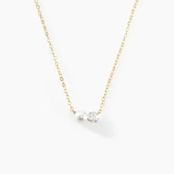 Collier Riitta Or Jaune Perle De Culture Oxyde De Zirconium