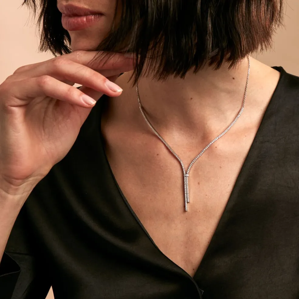 Collier River Or Blanc Diamant