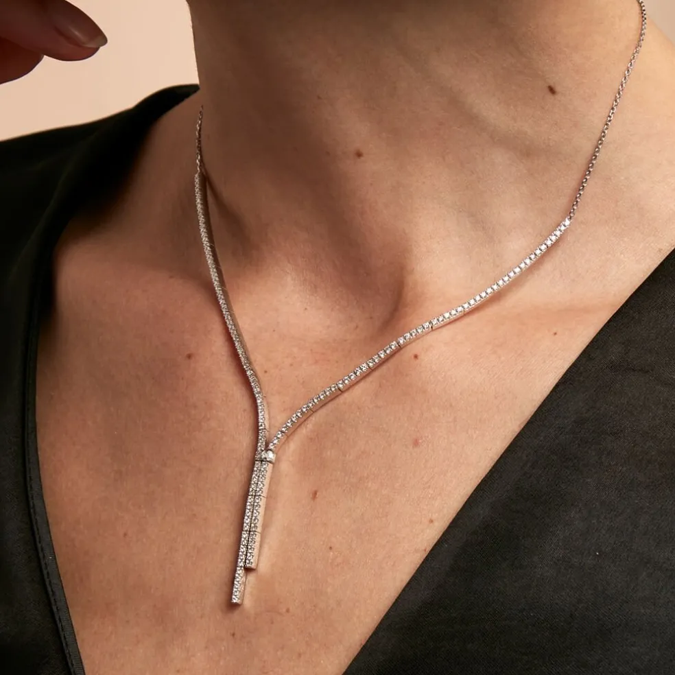 Collier River Or Blanc Diamant